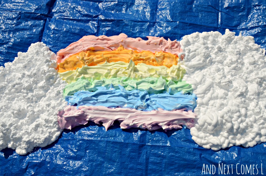 Giant Shaving Cream Rainbow Sensory Play And Next Comes L