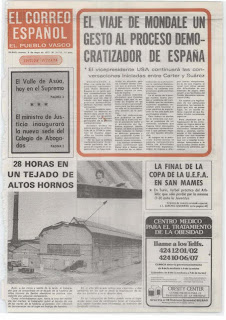 Portada del diario El Correo tras el partido de ida