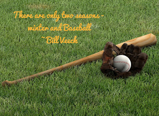 Baseball, baseball bat and glove with baseball quote