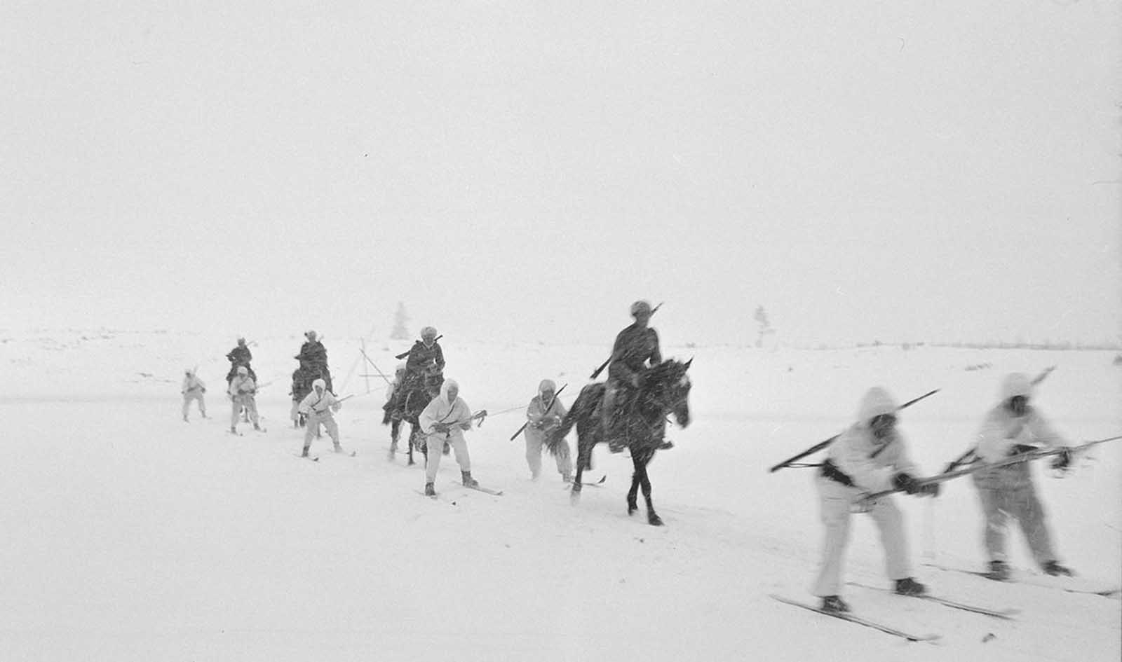 An experiment in troop transportation in cold weather.