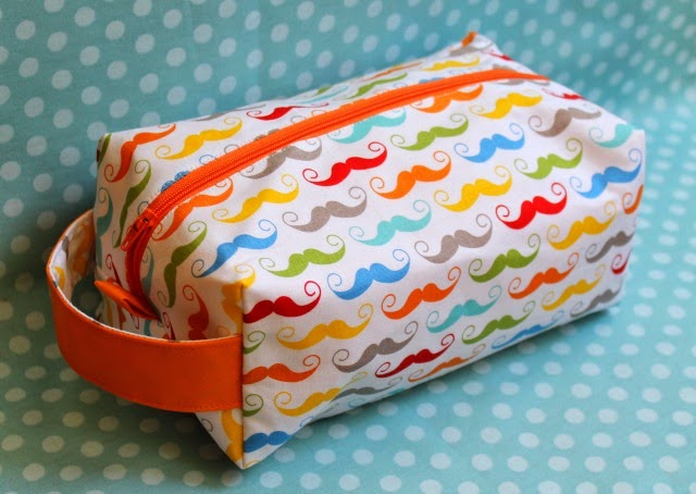 boxy-pouch with moustache handmade by funkypatch