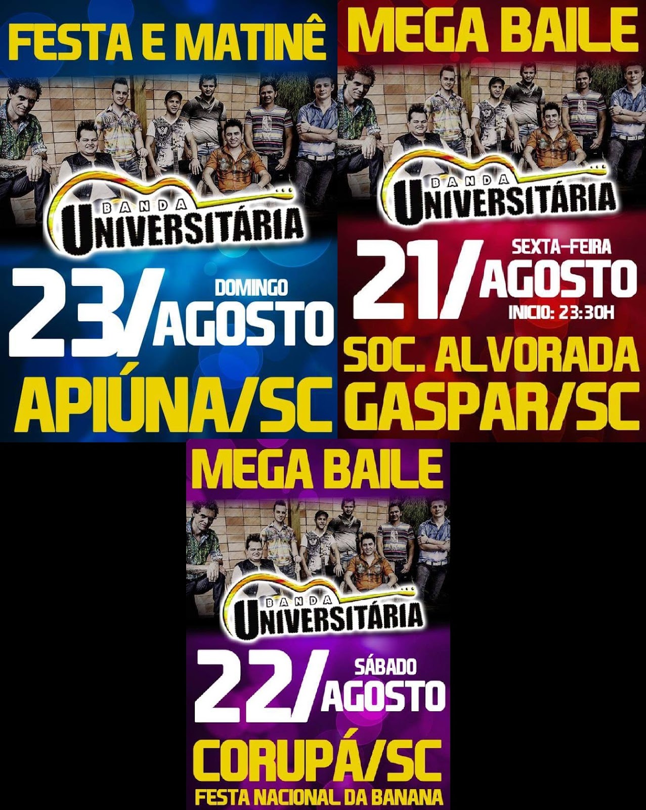 Agenda & Clipes de Bandas Próximos bailes que a Banda Universitária
