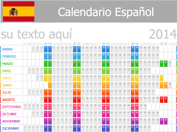 calendario español 2014 vector