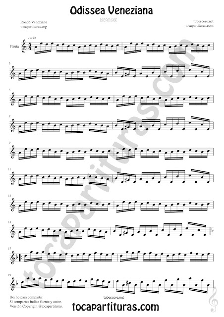  Flauta Travesera, flauta dulce y flauta de pico Partitura de Odissea Veneziana Sheet Music for Flute and Recorder Music Scores  p1