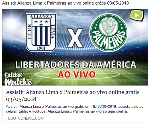 Assistir Alianza Lima x Palmeiras ao vivo 03/05/2018 Libertadores  (TV Tudo)