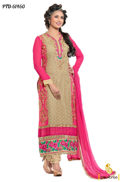 Latest Trendy Pink Color Designer Divyanka Tripathi Ishita Salwar Suits Online Shopping with Discount Offer Prices at Pavitraa.in