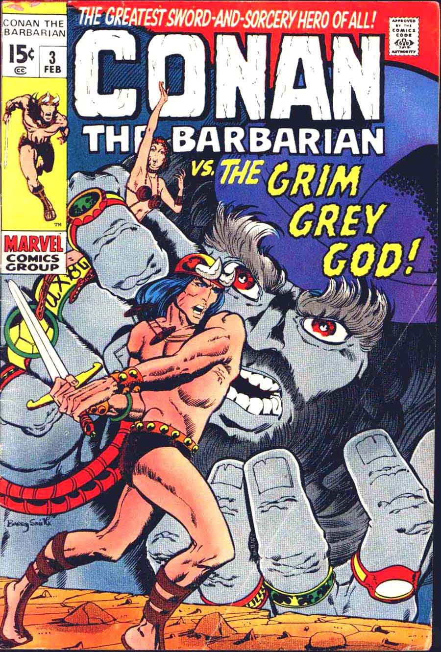 Conan the Barbarian v1 #3 marvel comic book cover art by Barry Windsor Smith