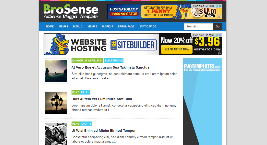 BroSense Responsive | AdSense Blogger Template