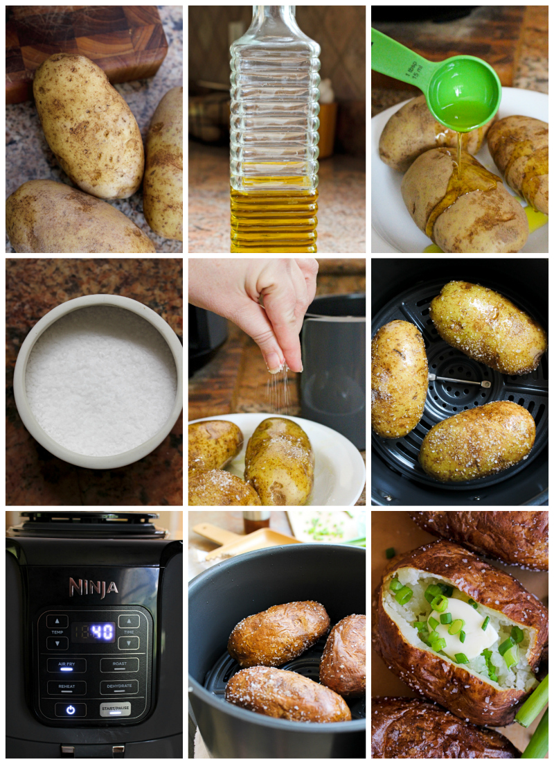 Air Fryer Salty Skin Baked Potatoes | The Two Bite Club | #airfryer #bakedpotato #sidedish These baked potatoes cooked in the air fryer have a perfectly cooked fluffy inside and an irresistible crispy salty skin. You can eat them as a side dish or enjoy them as a light main dish! #airfryer #bakedpotato #sidedish