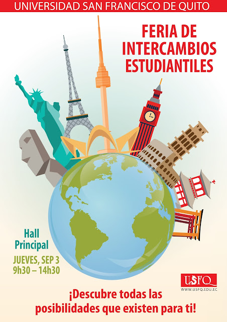 Feria de Programas Internacionales de Intercambio USFQ. Jueves 3 de septiembre, 9h30-14h30, Hall Principal-USFQ
