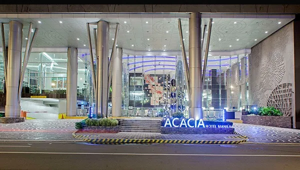 The facade and main lobby of Acacia Hotel