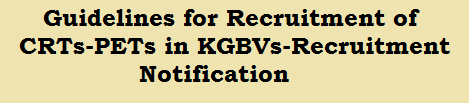 Guidelines for Recruitment of CRTs-PETs in KGBVs-Recruitment Notification 