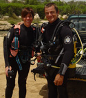 diver with instructor for first try dive in cyprus