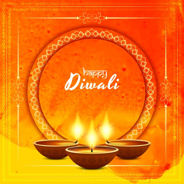 Creative orange diwali design Free Vector