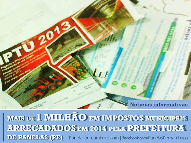 Prefeitura de Panelas arrecadou em 2014 mais de 1 milhão de reais em tributos