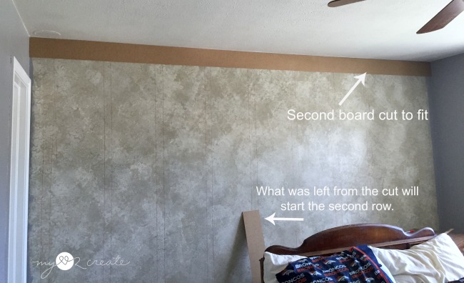 adding the second board on a plank wall