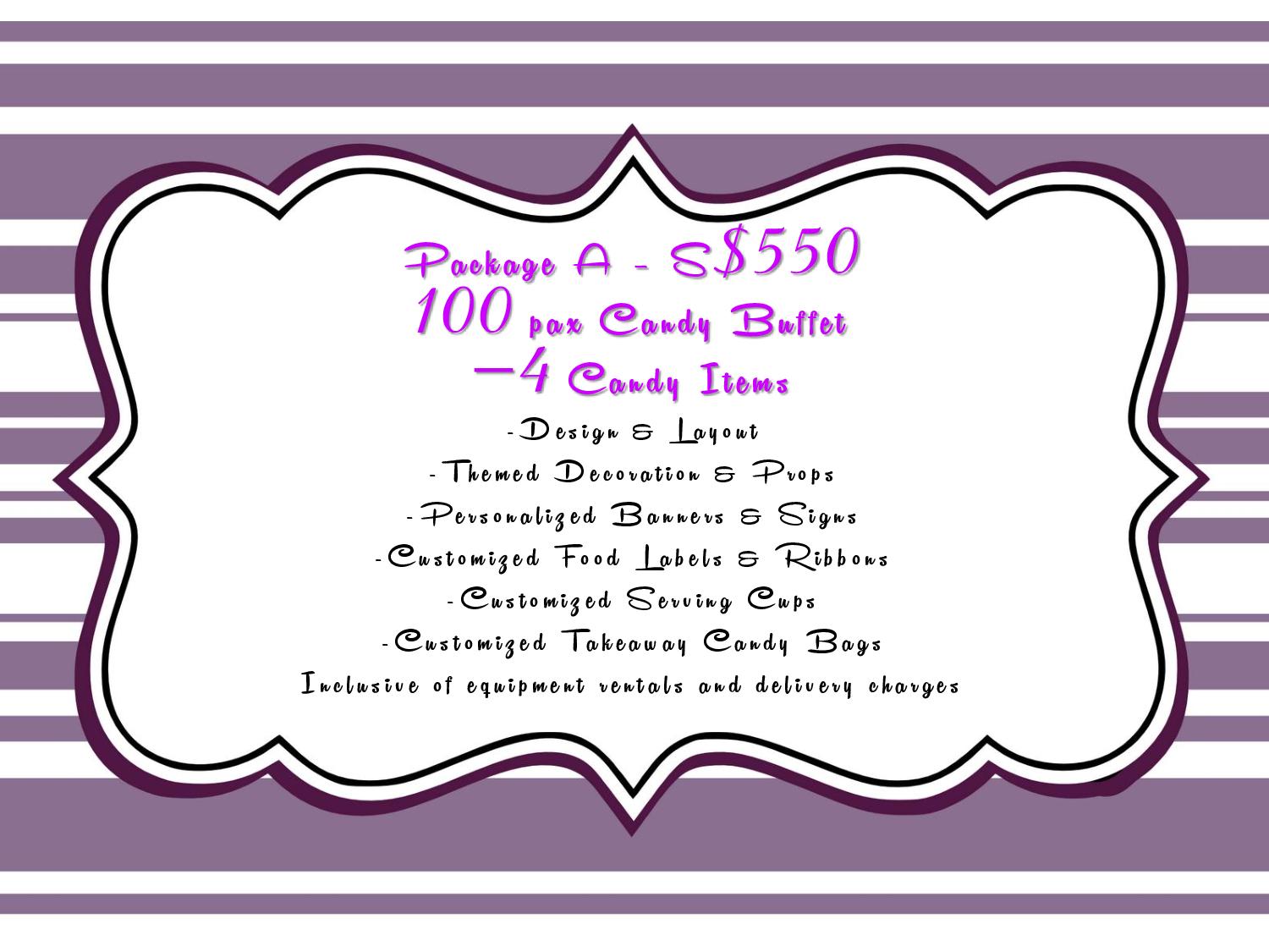 thecreativeindividual Our Candy Buffet Price Packages for 100 pax.