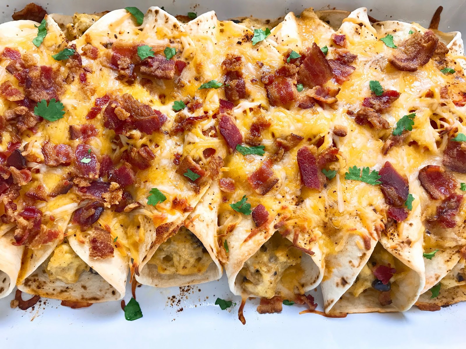 Egg and Cheese Enchiladas with Bacon