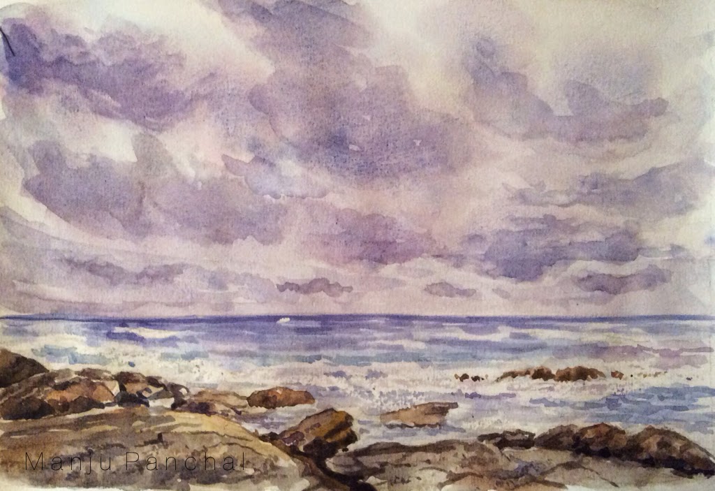 water colour painting of seascape by Manju panchal