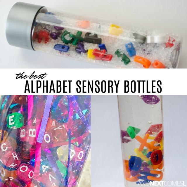 Alphabet sensory bottles for kids