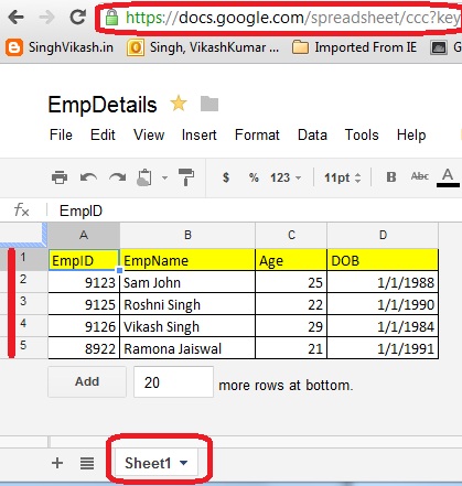 Singh Vikash blog: SpreadSheet API with .NET:How to read Google ...