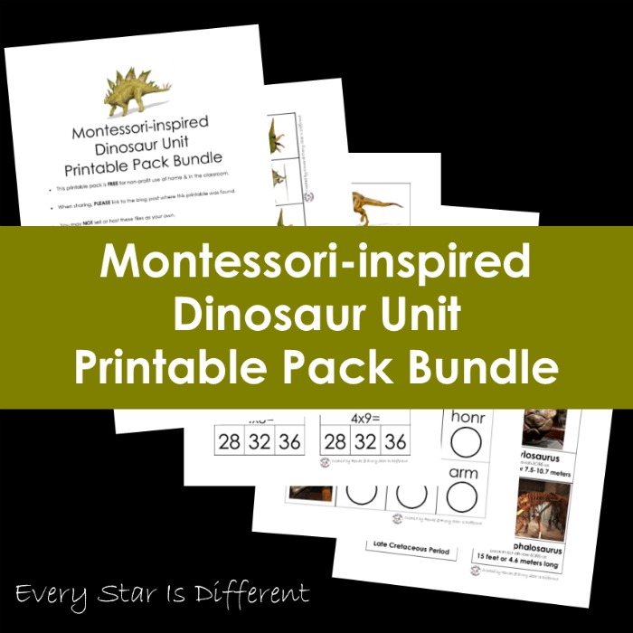Montessori-inspired Dinosaur Unit Printable Pack Bundle