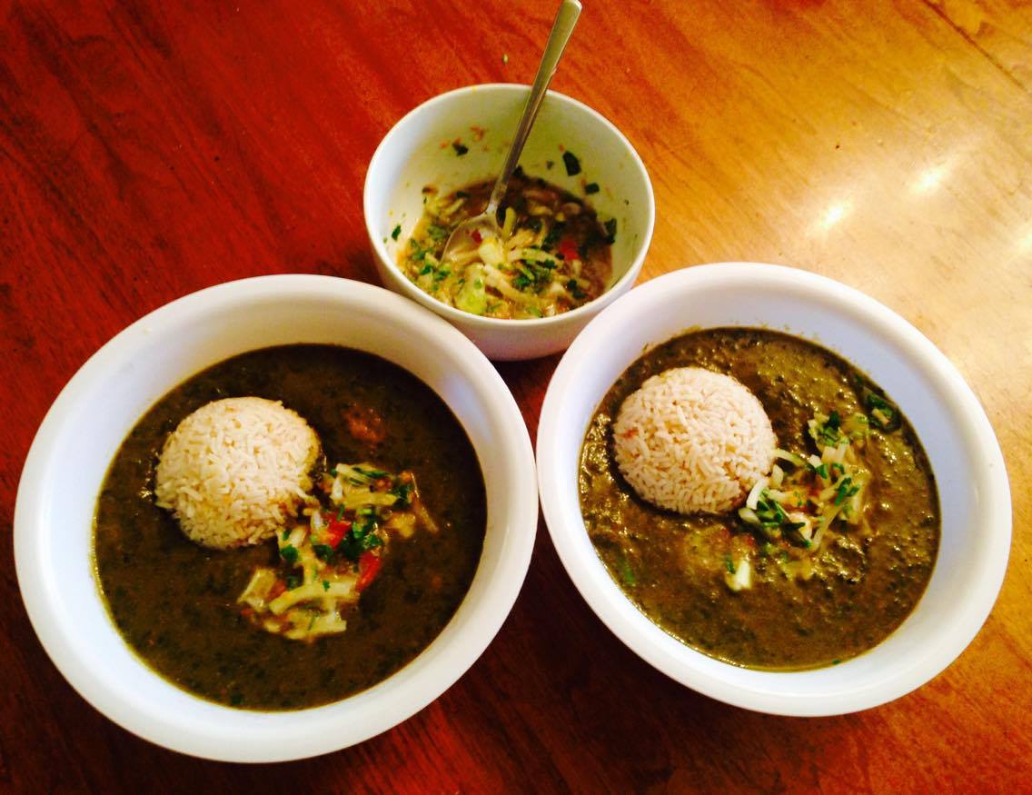 Blood Fire and Spice Molokhiaish (Meat, spinach and okra) stew