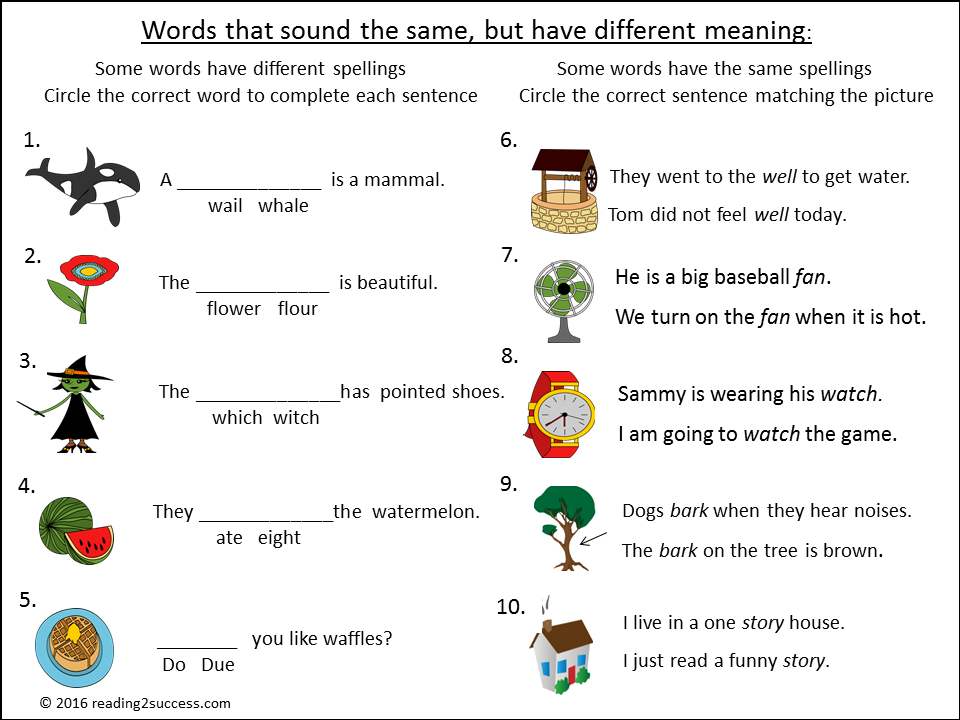 Reading2success: Words with Multiple Meanings