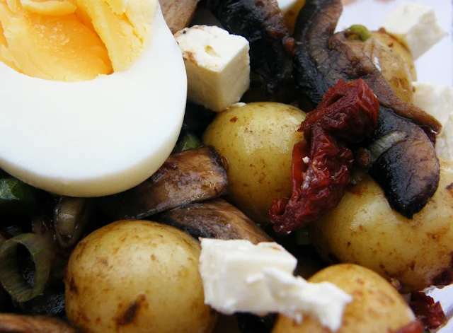 Close up of  Hearty Potato, Egg & Feta Salad