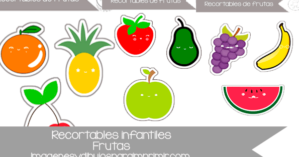 Recortables de frutas para imprimir-Colorear dibujos,letras, Actividades  infantiles
