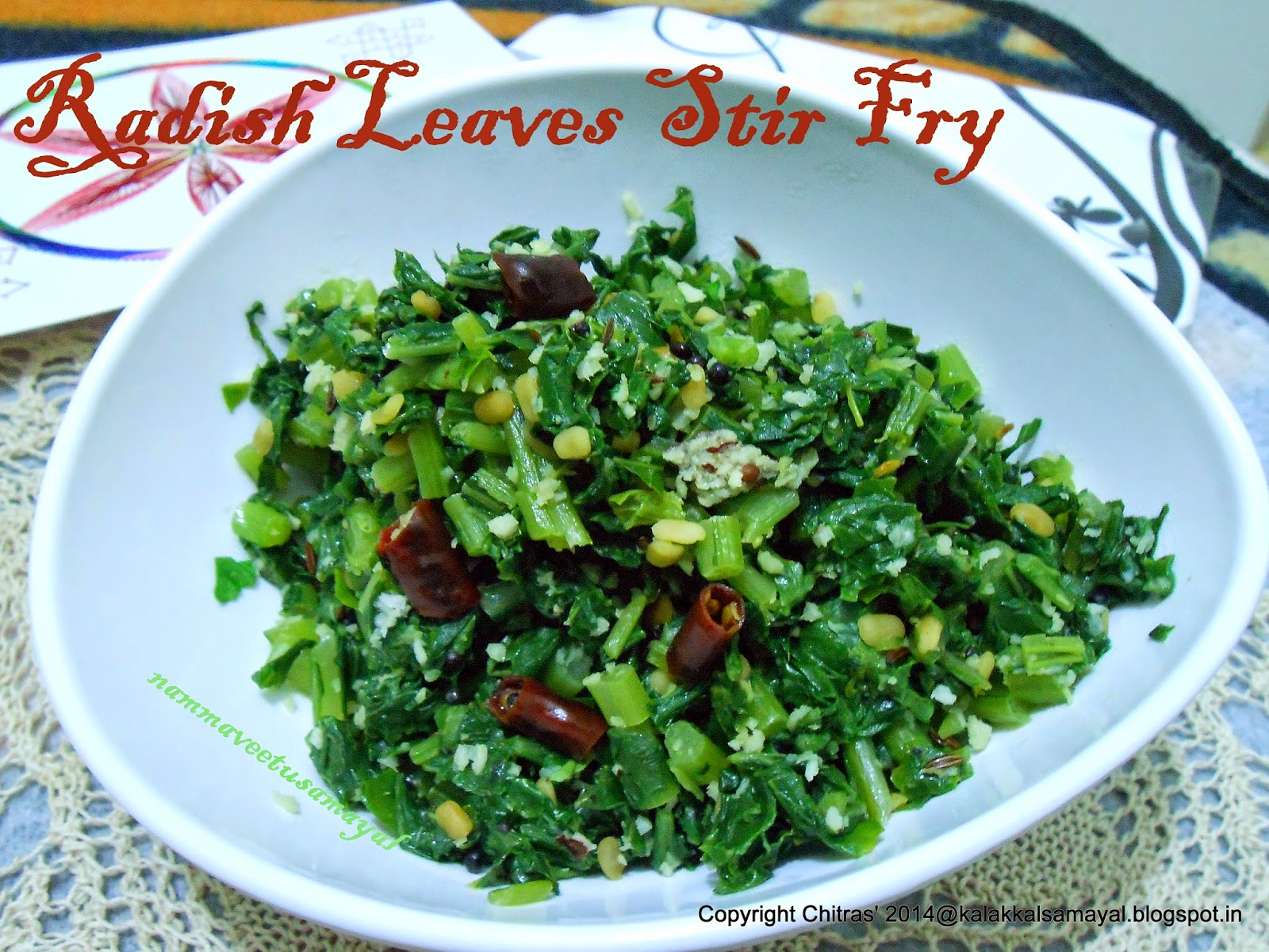 kalakkalsamayal Mullangi Keerai Thuvatal Radish Leaves Curry