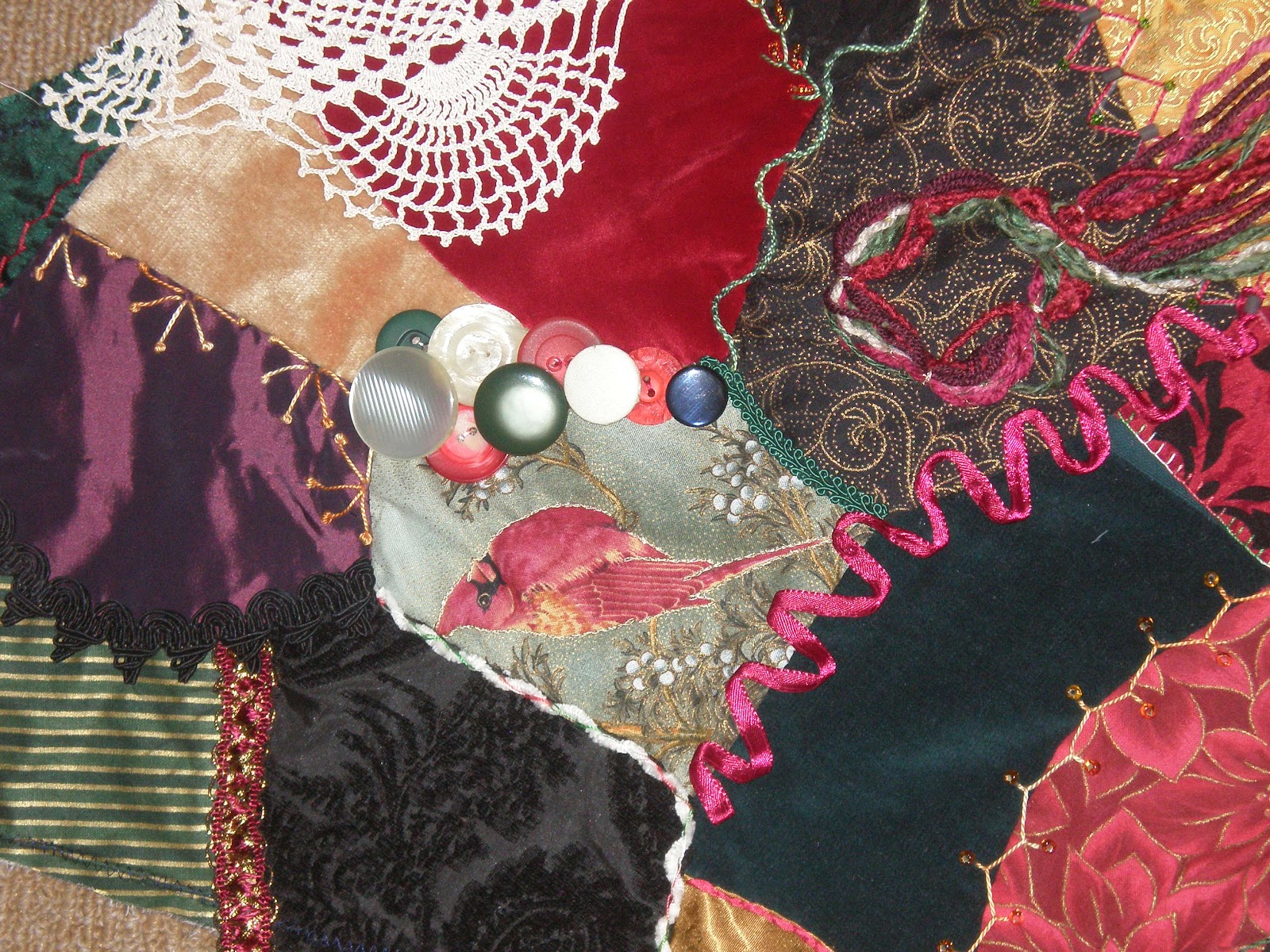 A Crazy Quilting Adventure Christmas tree skirt wedges