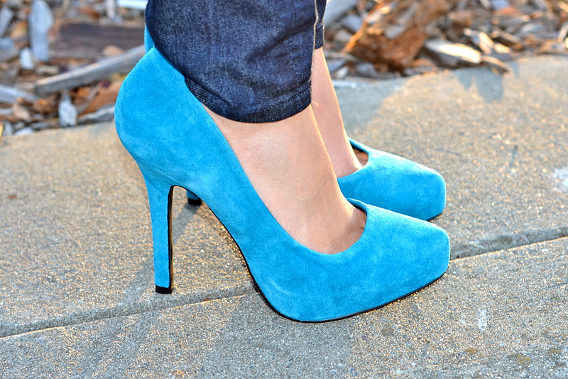turquoise suede flats