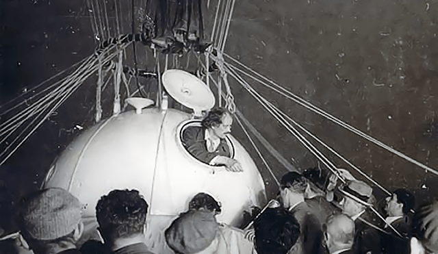Auguste Piccard em sua bola de alumínio pressurizada