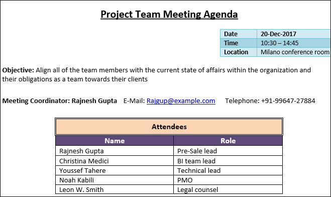 Team Meetings Agenda