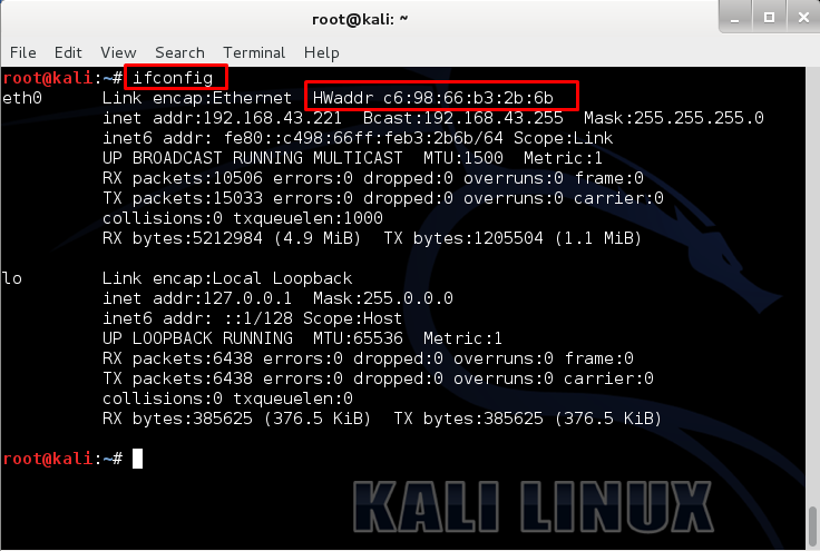 get mac address kali linux get mac address kali linux