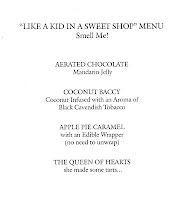 The Fat Duck 'Like a Kid in a Sweet Shop' menu 2010