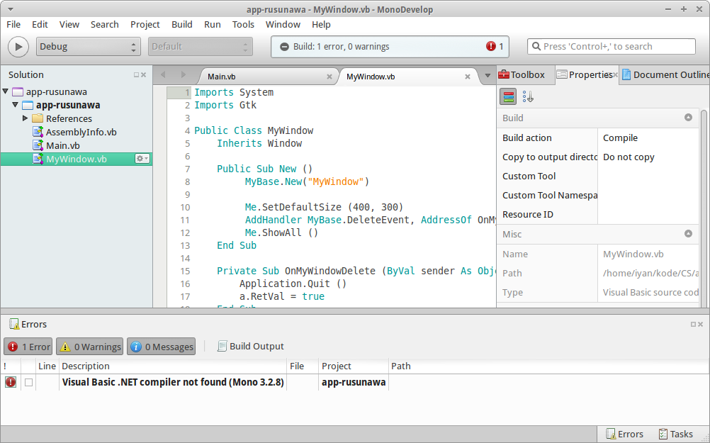 Visual Basic .NET compiler not found (Mono 3.2.8) Visual Basic .NET compiler not found (Mono 3.2.8)