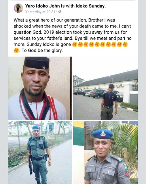 Photos: Friends of policeman killed while escorting election results to collation centre in Ogun state, mourn him