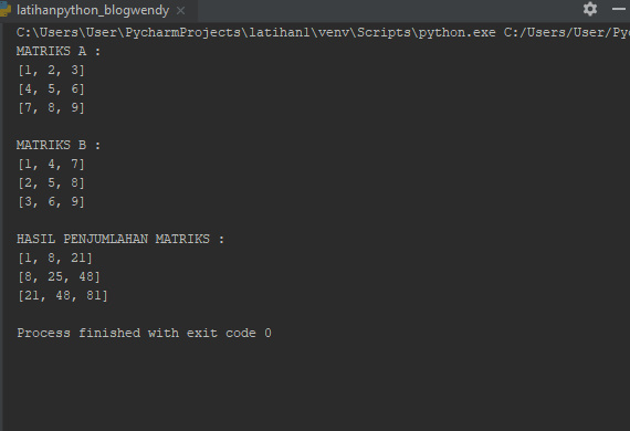 Hasil Program Python Perhitungan Matriks Hasil Program Python Perhitungan Matriks