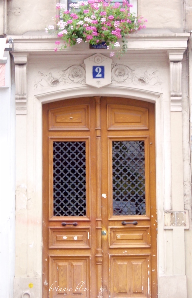 eyebrow-arch-door-in-paris-with-geranium-window-box