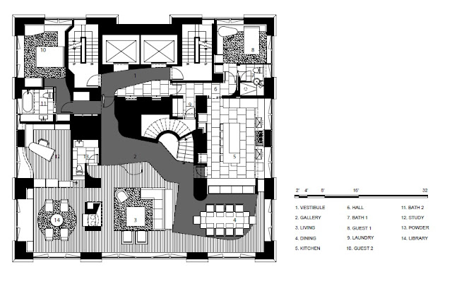 Floor plan of upper floor in the duplex