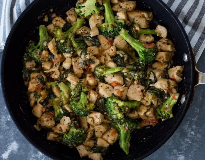 Garlic Chicken with Broccoli and Spinach lowcarb keto