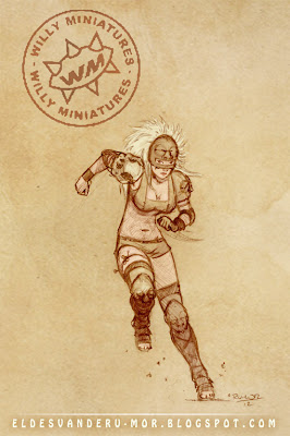 Concept art miniatura amazona Blood Bowl  ªRU-MOR WILLY Miniatures