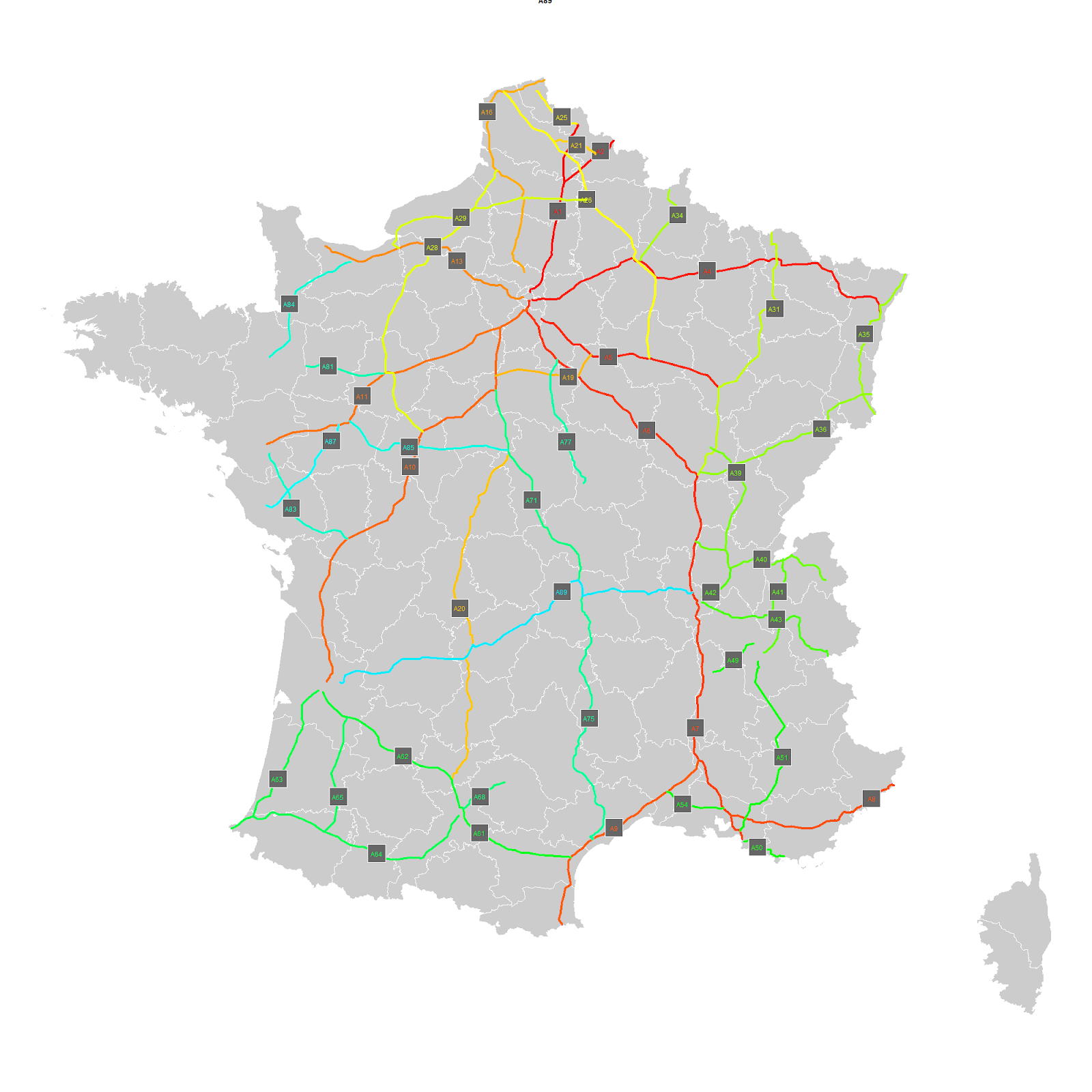 Stock à Stats Carte animée des autoroutes françaises