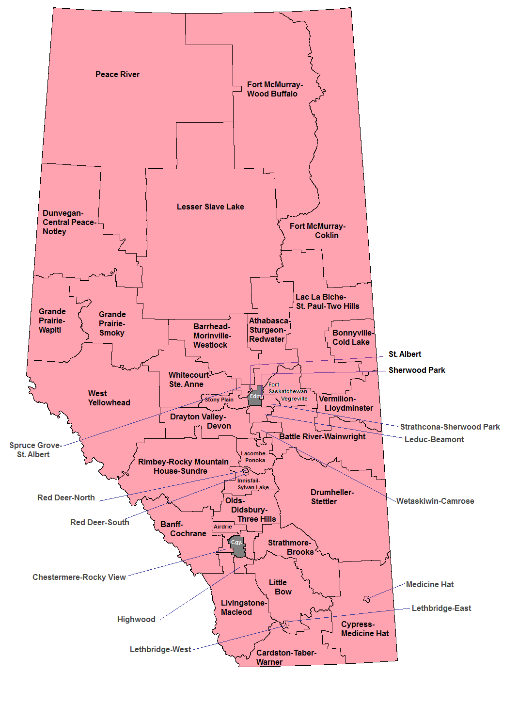 Alberta Canada Counties Map
