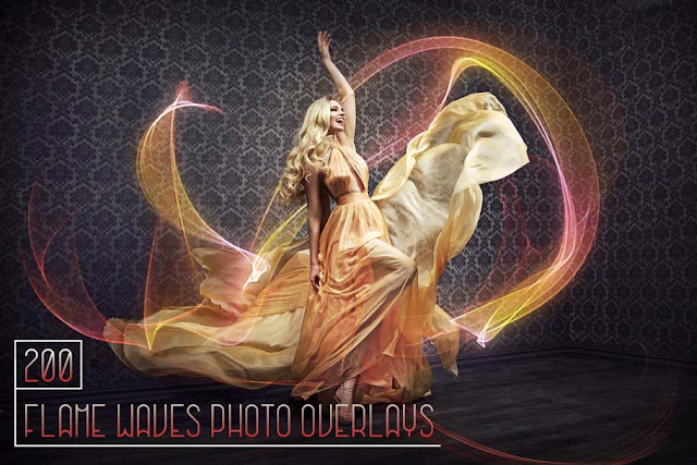 200 Flame Waves Photo Overlays