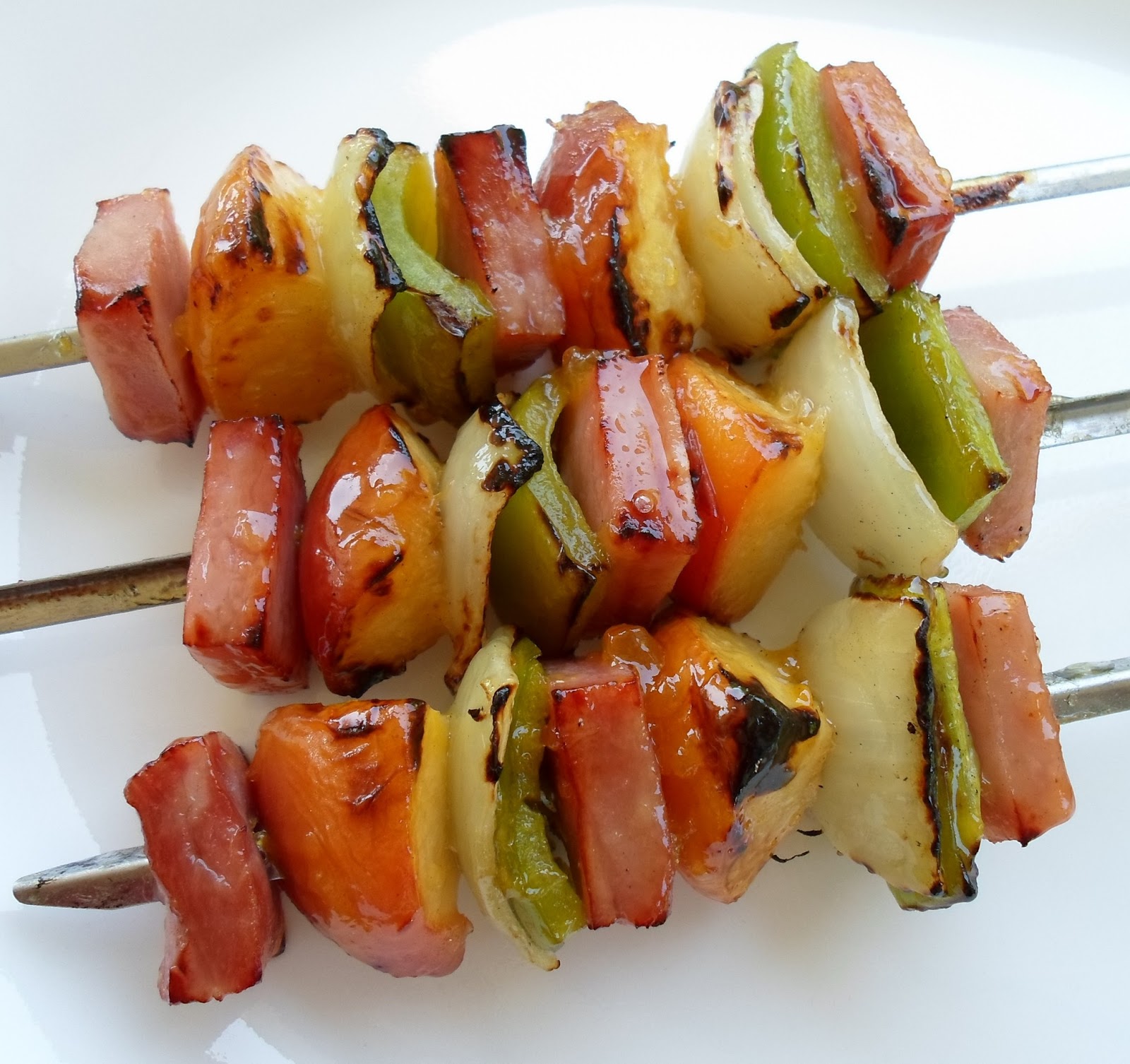 Happier Than A Pig In Mud Ham and Peach Shish Kabobs with Peach