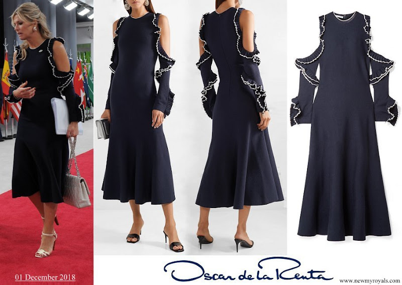 Queen-Maxima-wore-OSCAR-DE-LA-RENTA-Cold-shoulder-ruffled-wool-midi-dress.jpg