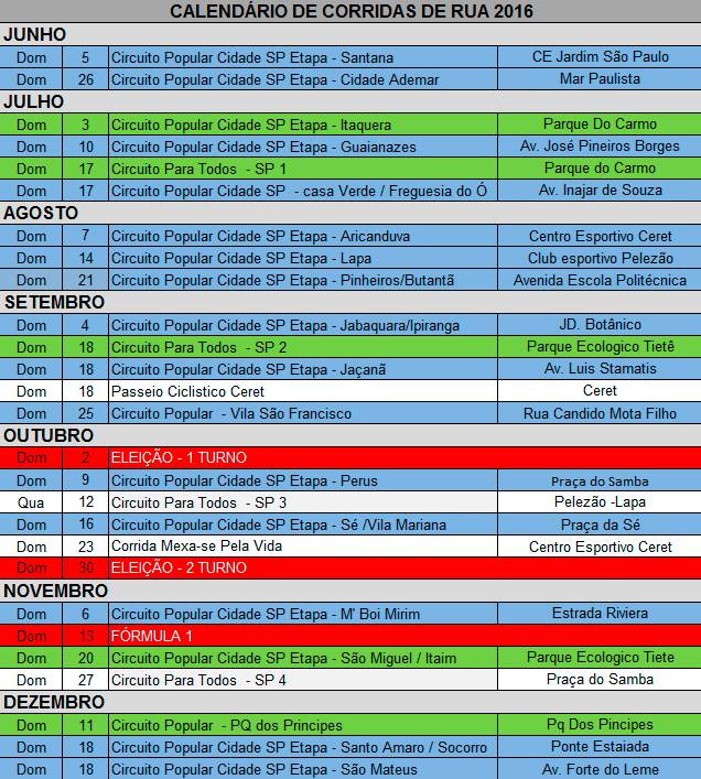 Calendário de Corridas Gratuitas em São Paulo Calendário de Corridas Gratuitas em São Paulo
